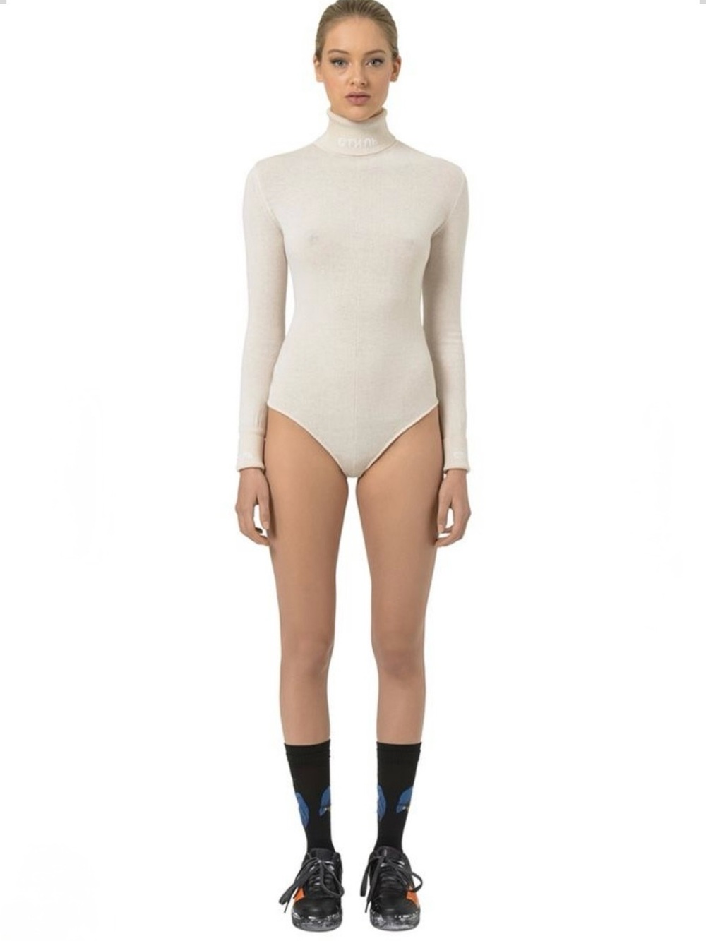 Heron Preston Beige Стиль Knit Turtleneck Bodysuit Small S